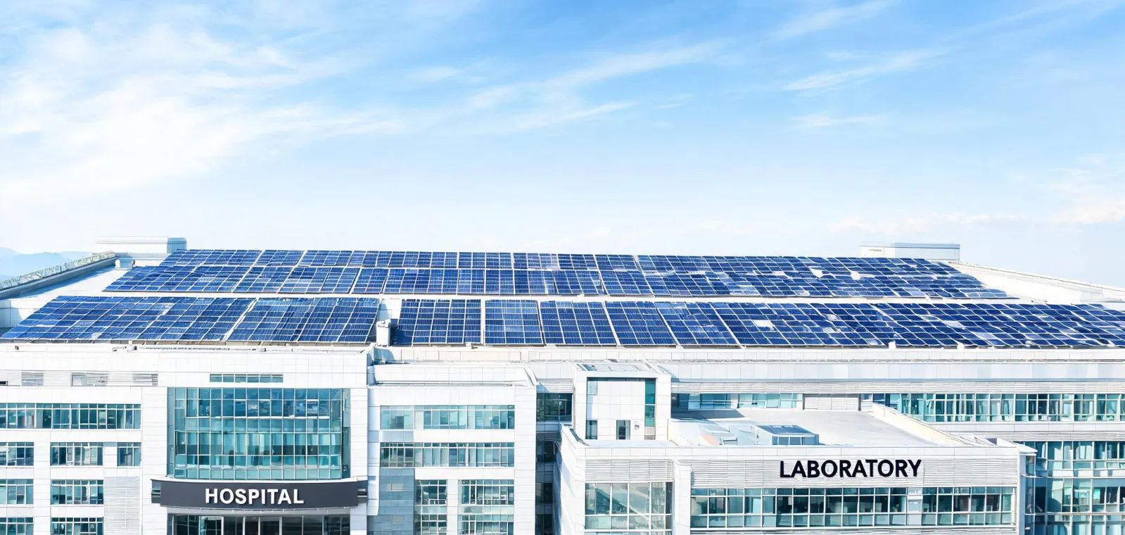 Hospital roof solar panels